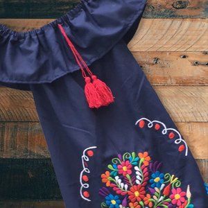 Handmade Girls Embroidered Mexican Dress - Size 6  Handmade in Mexico